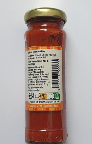 Purée de piment antillais très piquant, 100g