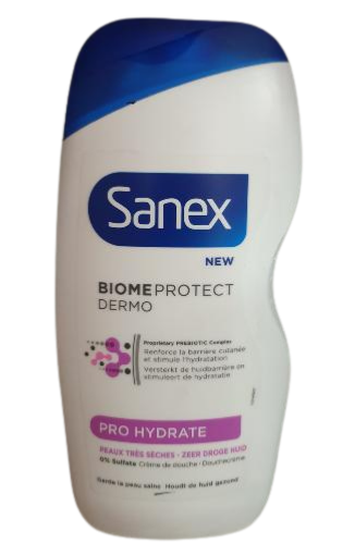 La crème douche Sanex pro hydrate, 450ml.