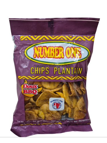 Chips de plantain doux BBQ  (Number One) 85g.